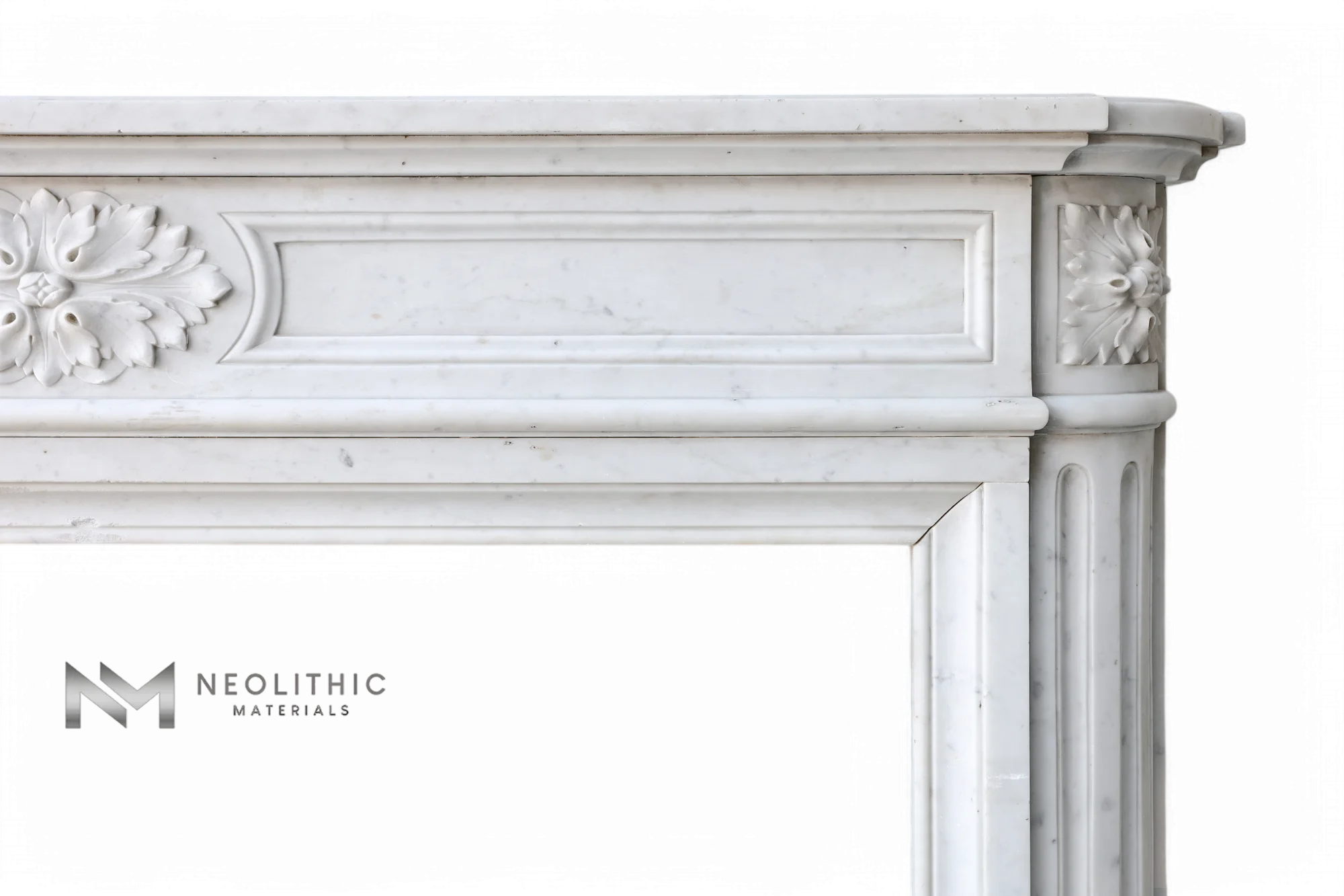 Antique Carrara Marble Fireplace Mantel Louis XVI Style - Image 3